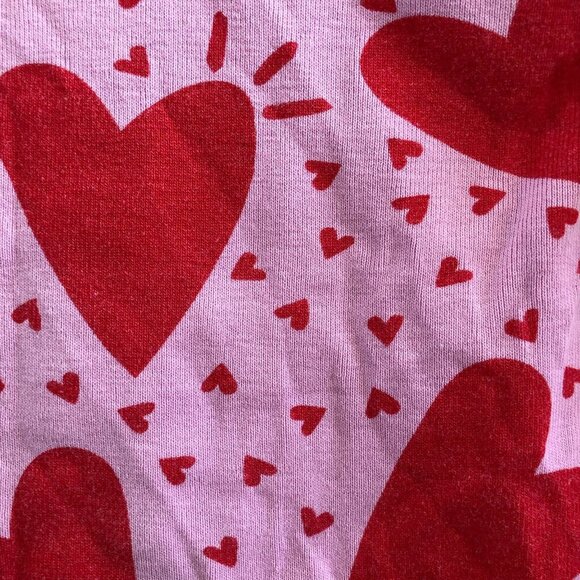 HANNA ANDERSSON Kids Long John Pajama Set In Organic Cotton Hearts Print Size 5 - Picture 9 of 16